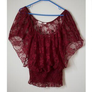 Burgundy Boho-chic top / Size L / Brand : Have / Stretches